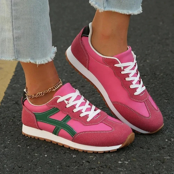 Burgundy Casual Women's Patchwork Sneakers - Picture 7 of 7